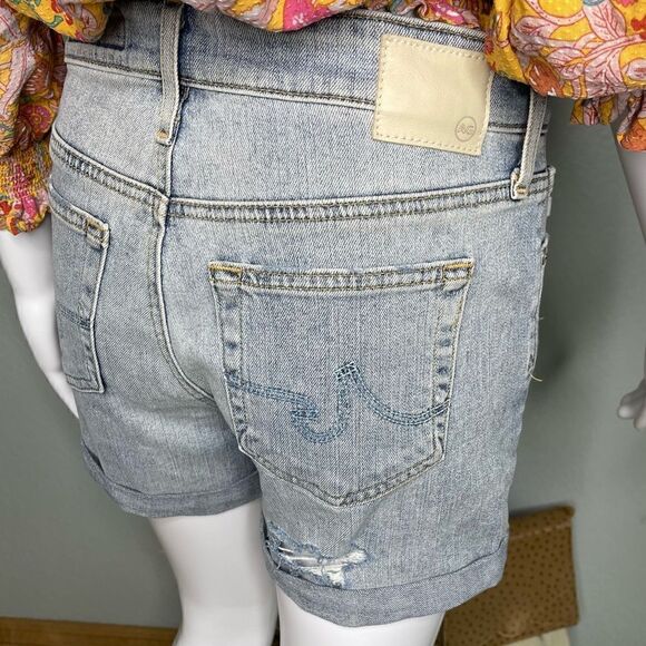 AG Adriano Goldschmied Hailey Ex-Boyfriend Roll-Up Denim Shorts Size 25R - Picture 1 of 15
